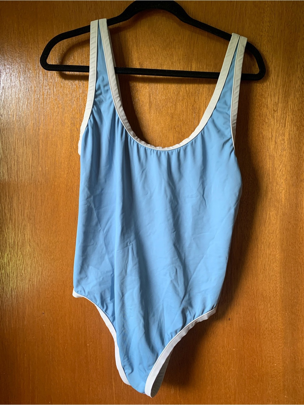 Reformation Piece Swimsuit - Light Blue with White Trim